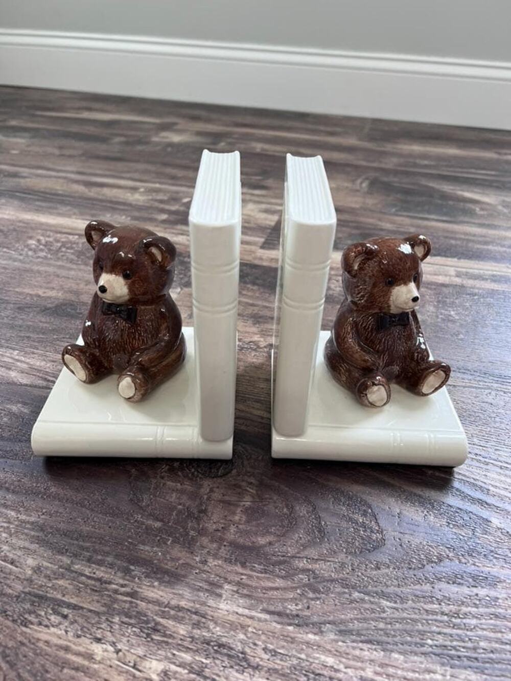 Vintage Otagiri Japan Teddy Bear Bookends, Ceramic Brown Bear Decor, Cottagecore